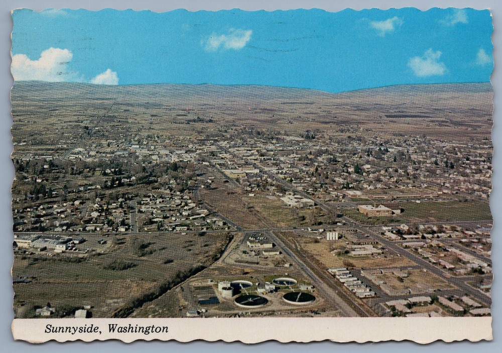 Sunnyside Washington Yakima Valley aerial view postcard C5
