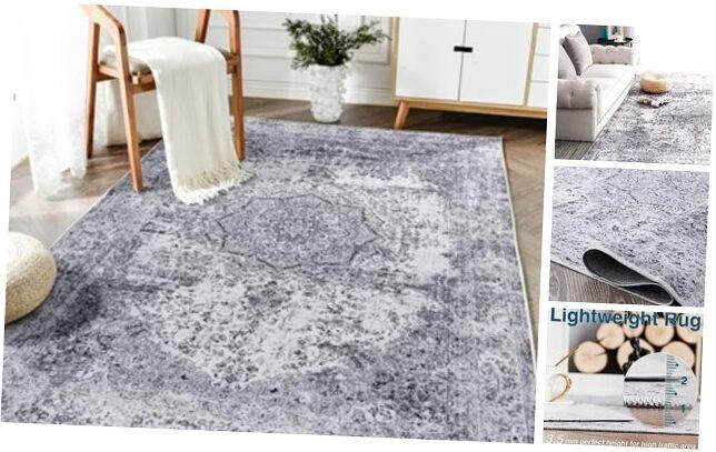 5x7 Washable Vintage Distressed Traditional Area Rug for Living Room  