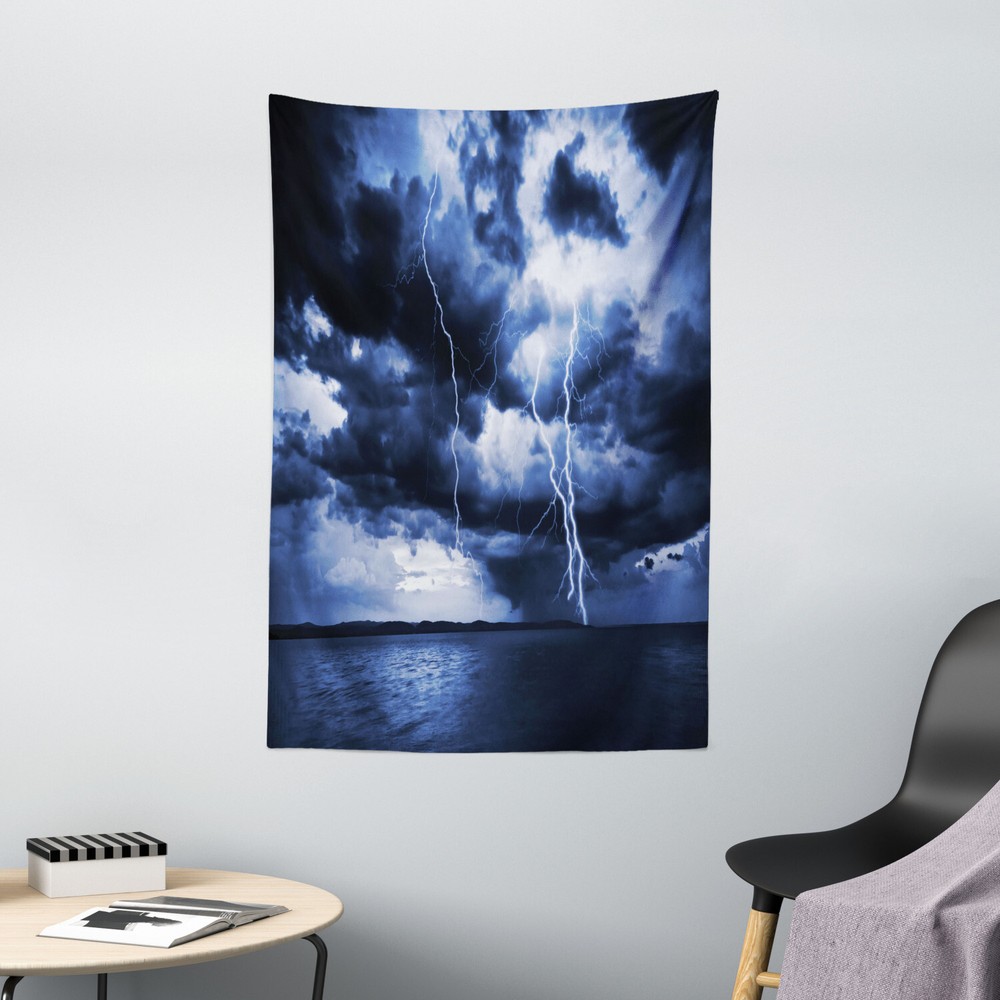 Ocean Tapestry Rain Clouds Storm Rays Print Wall Hanging Decor