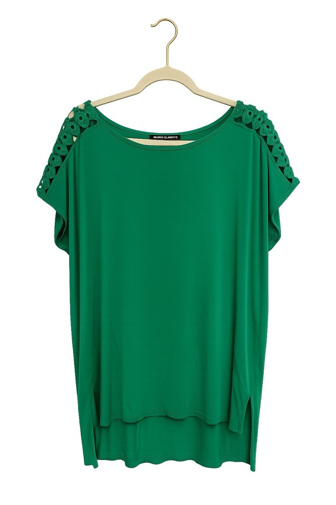 Cable & Gauge Women’s XL Green Tunic Blouse Scoop Neck Dolman Eyelet Knit