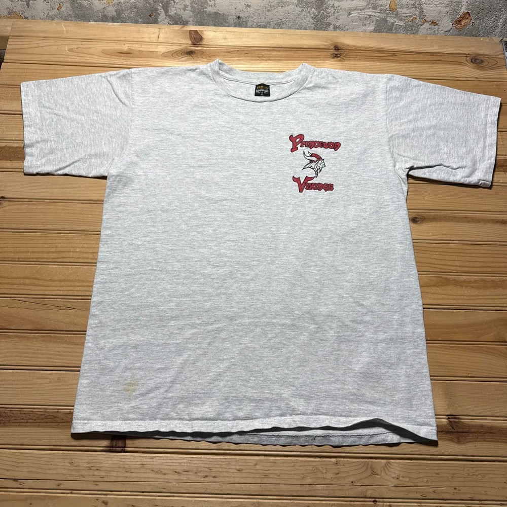 Vintage 90s Princeton Vikings Collegiate Graphic Single Stitch T-Shirt USA - XL