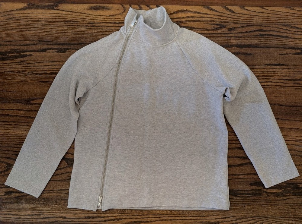 Banana Republic Sweatshirt Women Small Gray Double Zip Long Sleeve Mock Neck