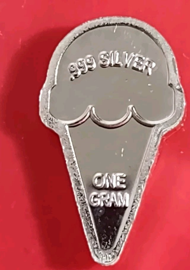 1 ~ ( Ice Cream Cone Shaped  ) Gram .999 Silver • .999 Fine Silver - 1 Gram