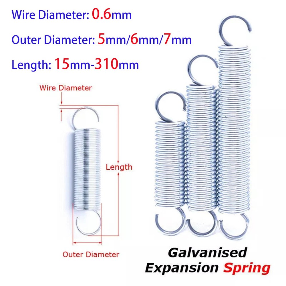 Galvanized 15mm-310mm Extension Spring 0.6mm Wire Dia Tension Wire