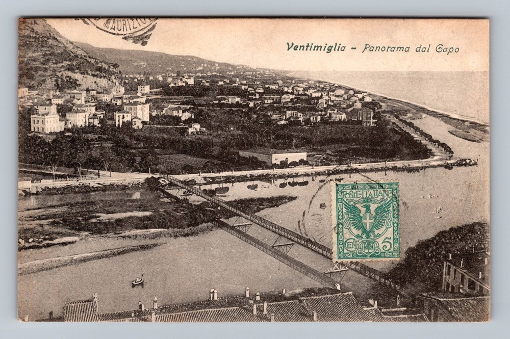 Italy- Ventimiglia Panorama From Gapo Postal Old Card View PC Vintage Postcard