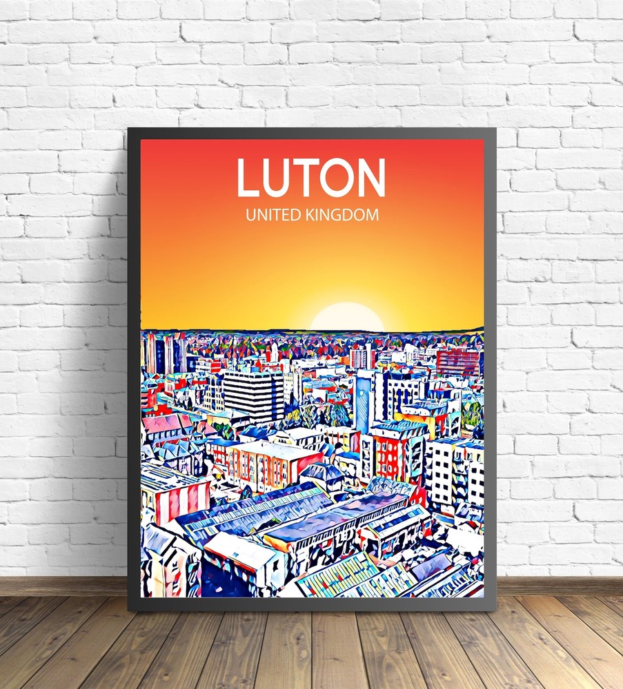 Luton Uk Art Poster Sunset Night Poster Art Print Luton City Modern Wall Art