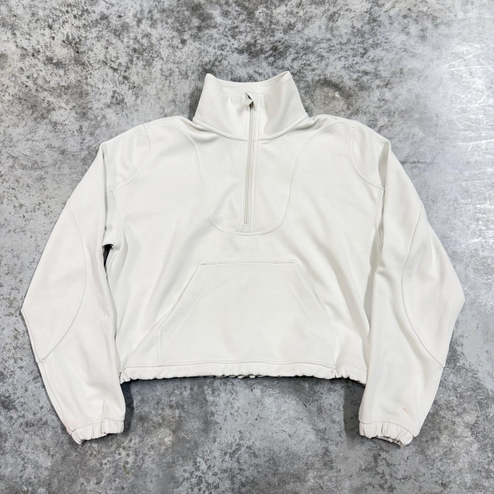 Lululemon Sweatshirt Womens 4 White 1/4 Zip Mock Neck Cropped Pullover