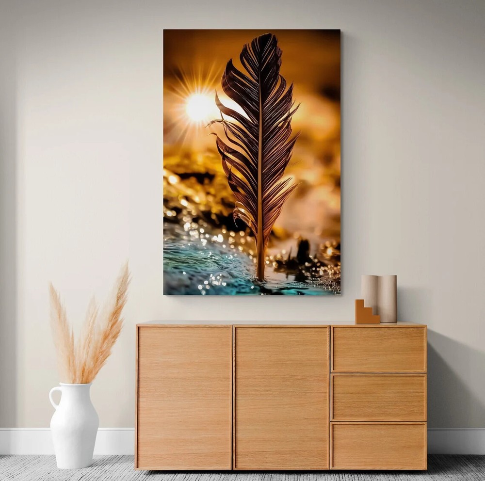 Bird Feather Wall Art Canvas Unframed Print Art
