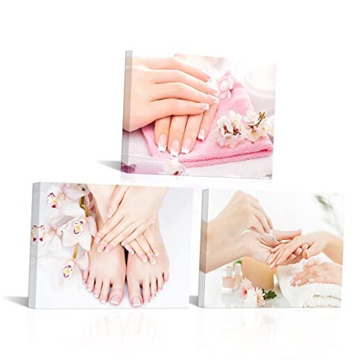 3 Pieces Beauty Salon Wall Pictures Nail Salon Decor Pedicure & Manicure