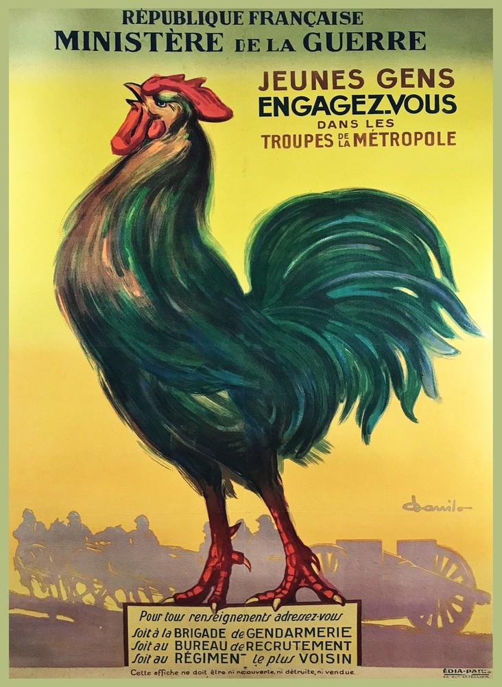 French Rooster Home Decor Art Poster for Interior Design War Cock 7206