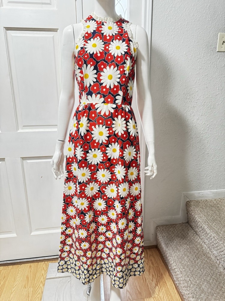 Unbranded Vintage Daisy Print Beautiful Summer Maxi Dress