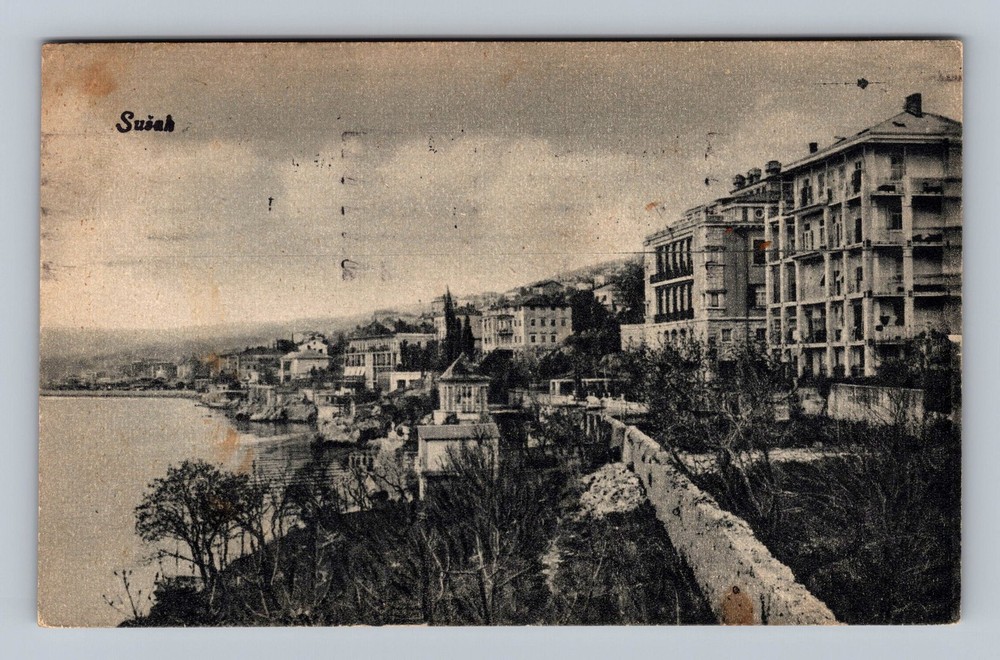 Italy- Sussk Near Fiume City View Souvenir Old Card View Old Vintage Postcard