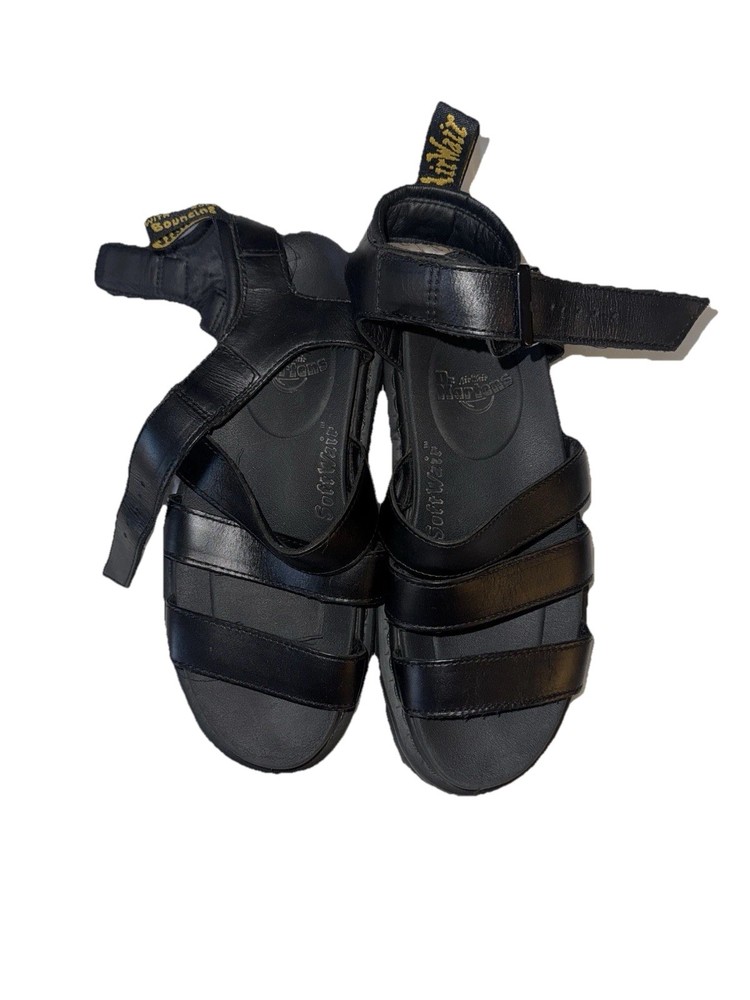 Dr. Martens Women’s Blaire Hydro Leather Sandals, Black Patent Leather, Size 8