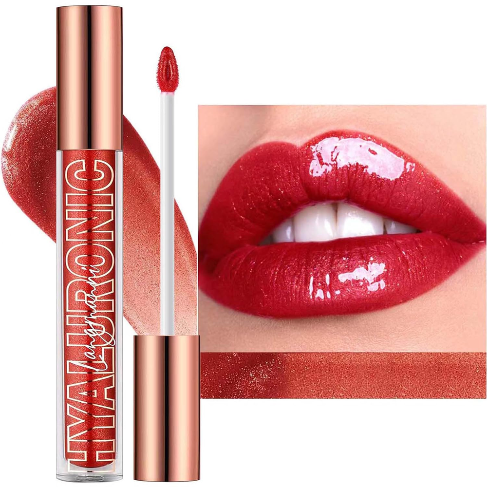 Cherry Red Lip Gloss Lipstick Lip Plumper Gloss Tinted Glitter Lipgloss Moisturi