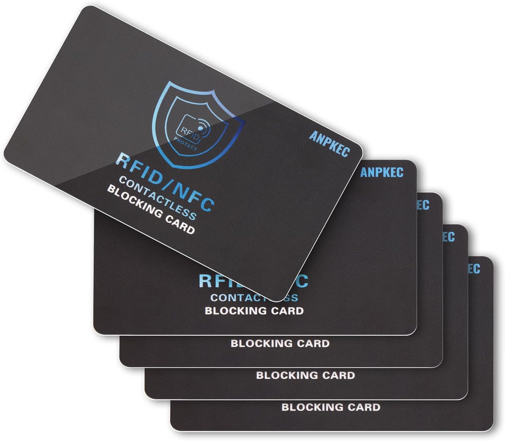 RFID Blocking Card Set of 5 for Credit Cards Passports NFC Wallet Protection