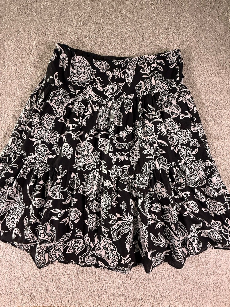 Ralph Lauren Women’s XL Maxi Skirt Black and White Floral Lined