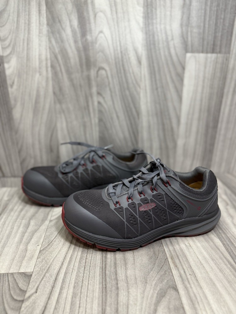 Keen Utility Women's Safety Work Shoes Low-Cut Wide Toe US 9W  EU 39.5  Gray/Red