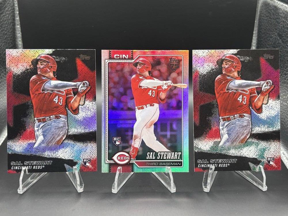 LOT of (3) Sal Stewart Rookie Cards 2026 Topps Rainbow Foil + Stars of MLB