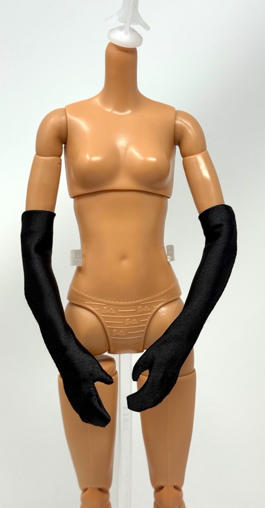 Barbie Silkstone Fashion Model Doll #3 Outfit Accessory Black Silky Opera Gloves