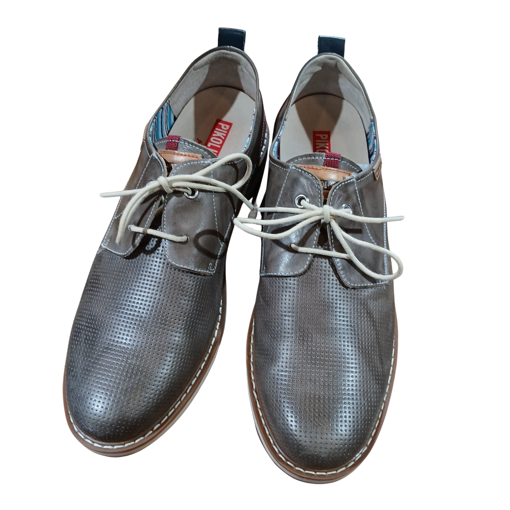 Pikolinos Men’s Leather Lace-Up Shoes Size 43 EU (US 10) Gray Brown Casual Dress