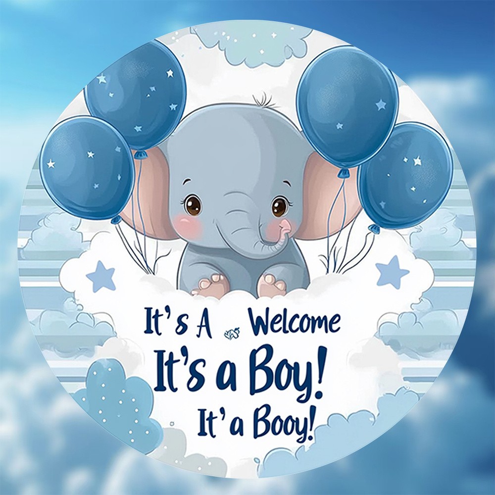 Vintage Style Gray Elephant 8Inch Round Aluminum Sign