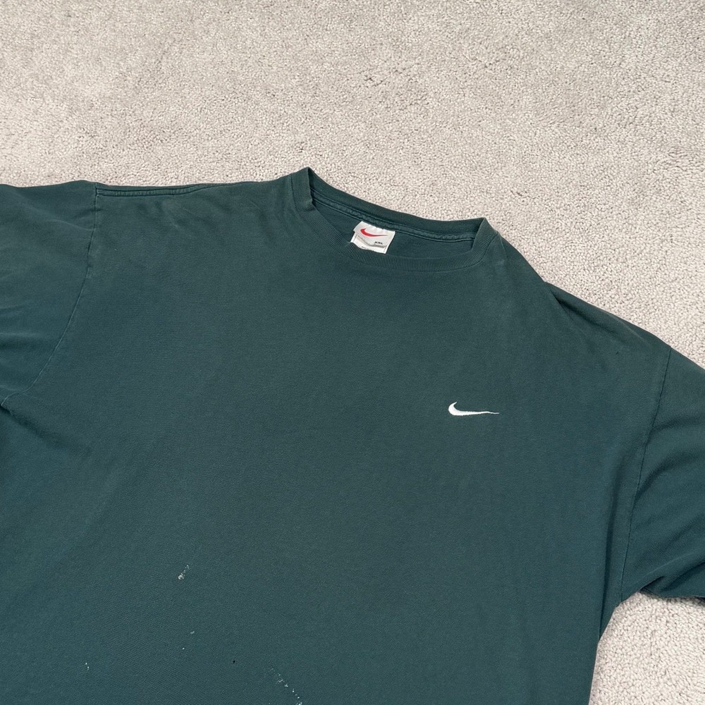 VTG 90s Nike T-Shirt XXL Forest Green Made in USA Mini Swoosh Heavy Cotton