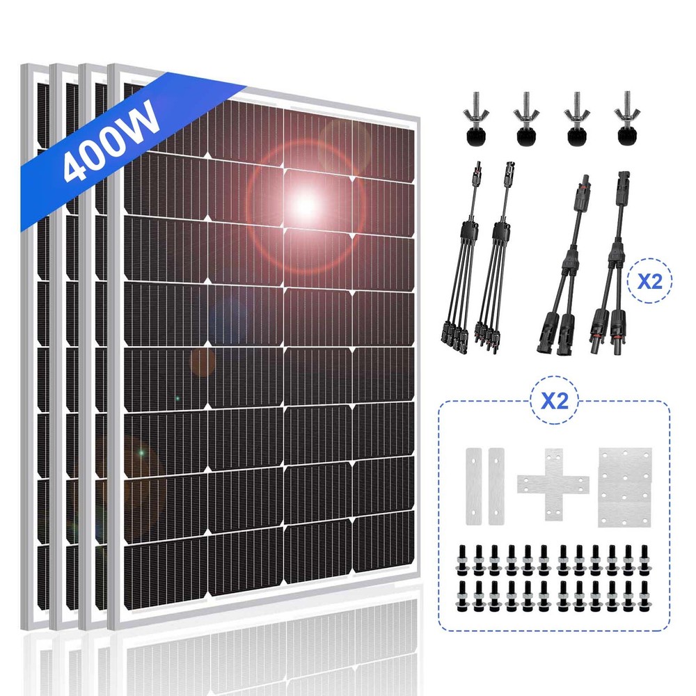 400W 12V Mono Solar Panel Kit for RV Camping Boat Off-Grid Charging