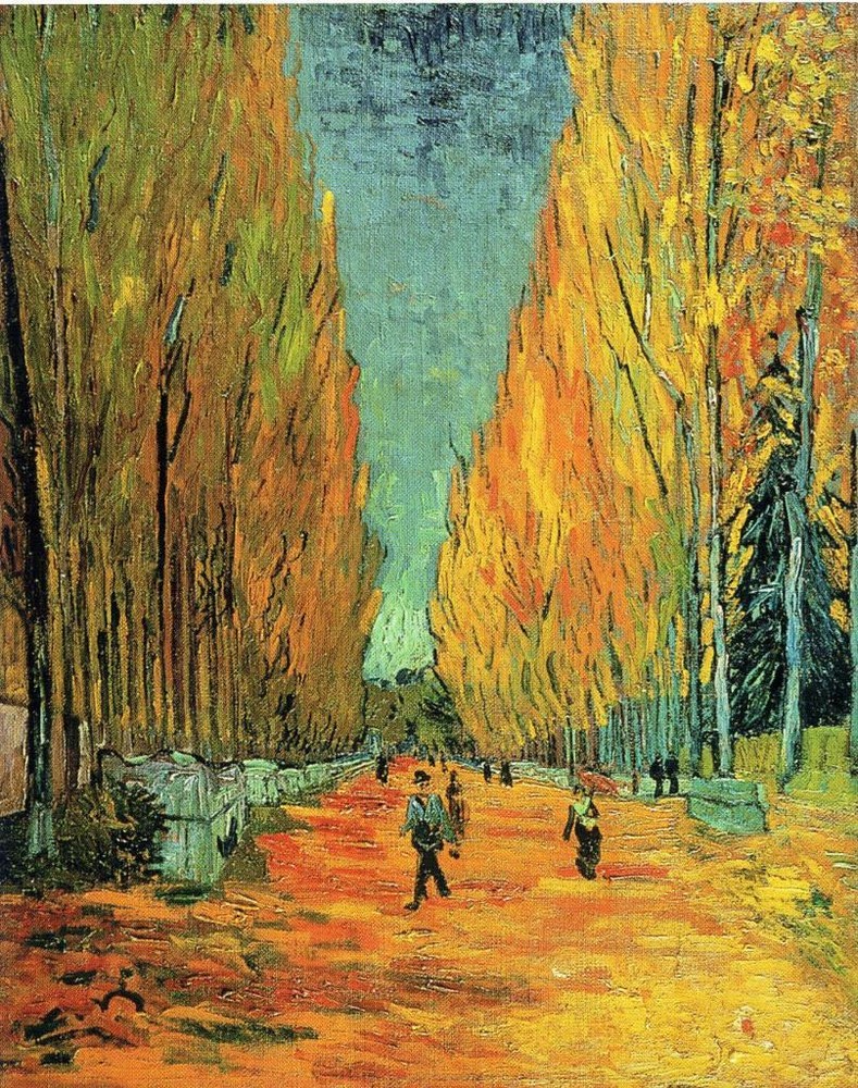 Vincent Van Gogh Framed Canvas Art Alyscamps 18x12 Inch Wall Decor