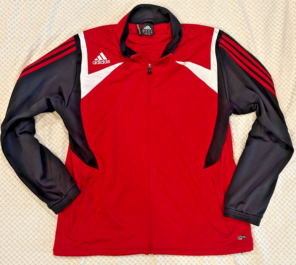 Adidas Jacket Mens XL Red Clima365 Climalite Full Zip Track Athletic Workout