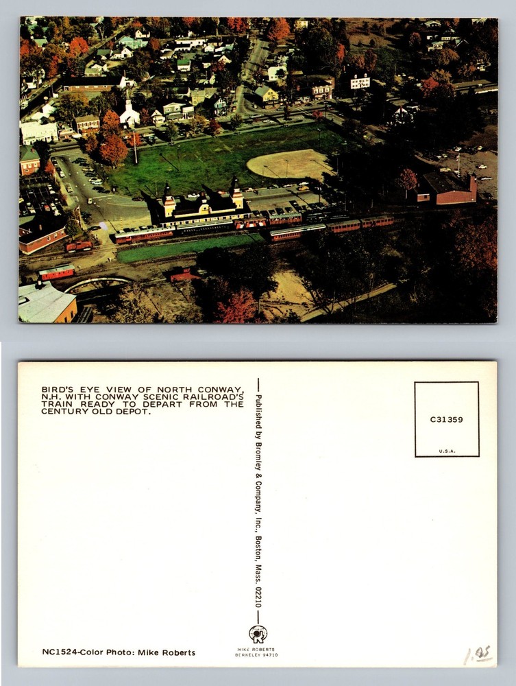 North Conway, NH-New Hampshire, Railroad Aerial View Souvenir Vintage Postcard