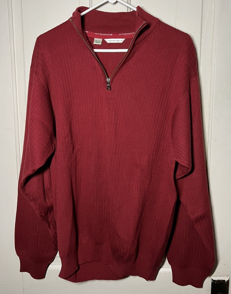 Cutter & Buck Men's 1/4 Zip XL/TG Pullover Burgundy Long Sleeve