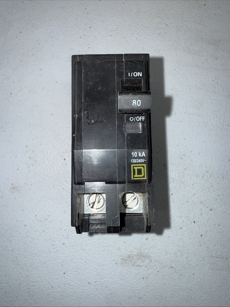 Square D QO280 Circuit Breaker 80 Amp 240 Volt 2P Black Plug In 10K USED