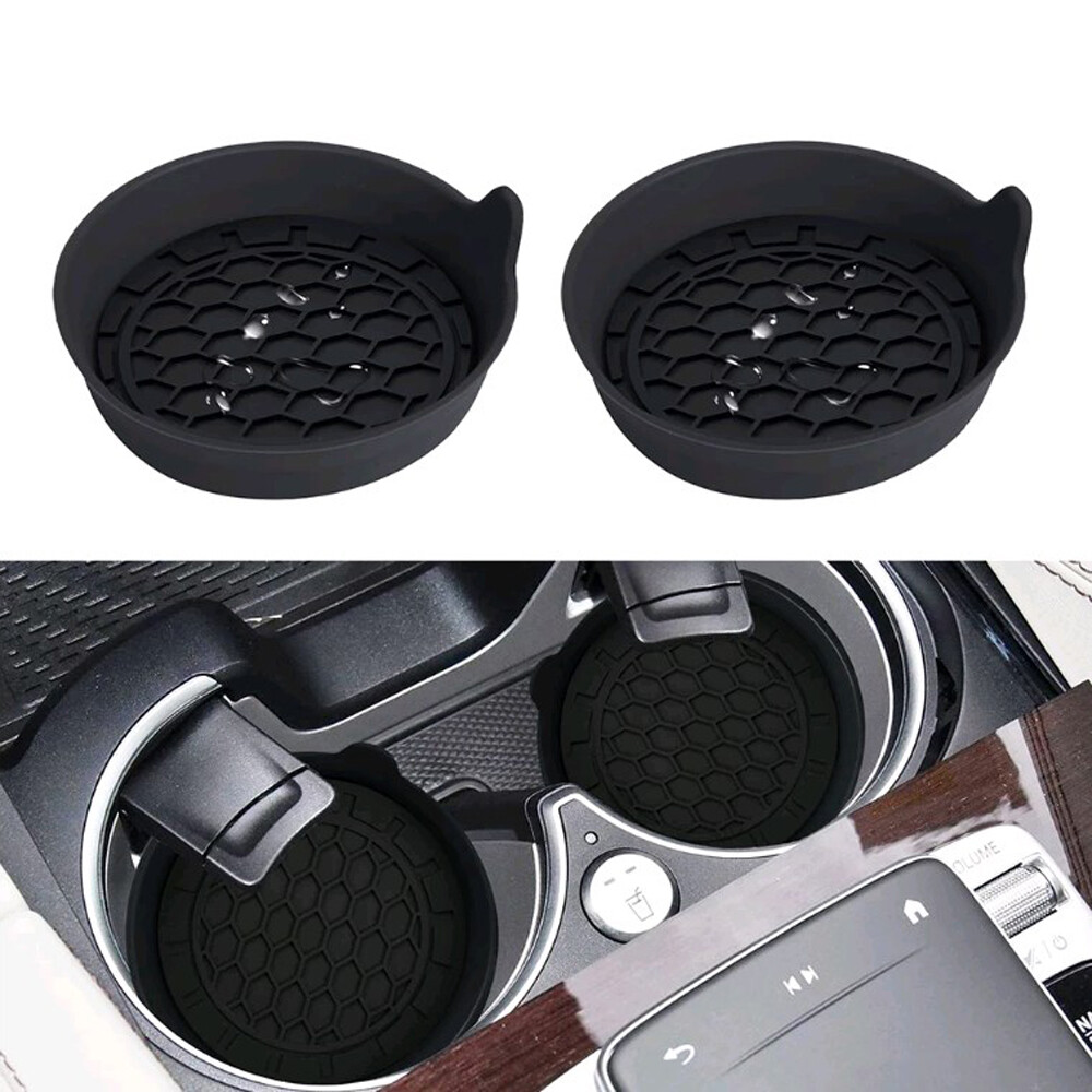 2-Pack Universal Car Cup Holder Anti-Slip Insert Coaster Auto Accessories Black
