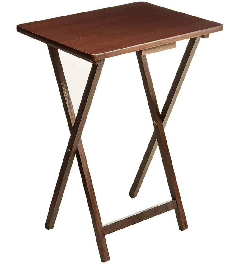 Indoor Single Folding TV Tray Table - Walnut L 19 x W 15 x H 26