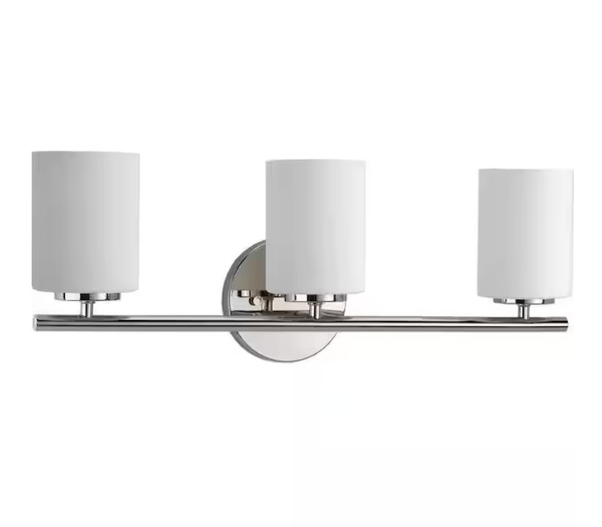 Progress Replay 3‑Light Polished Nickel Vanity Light Etched Glass P2159‑104