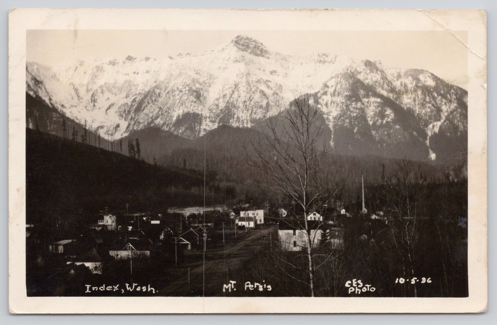 RPPC Index WA Early Birdseye View Mt Persis Town Street Vintage Postcard E6