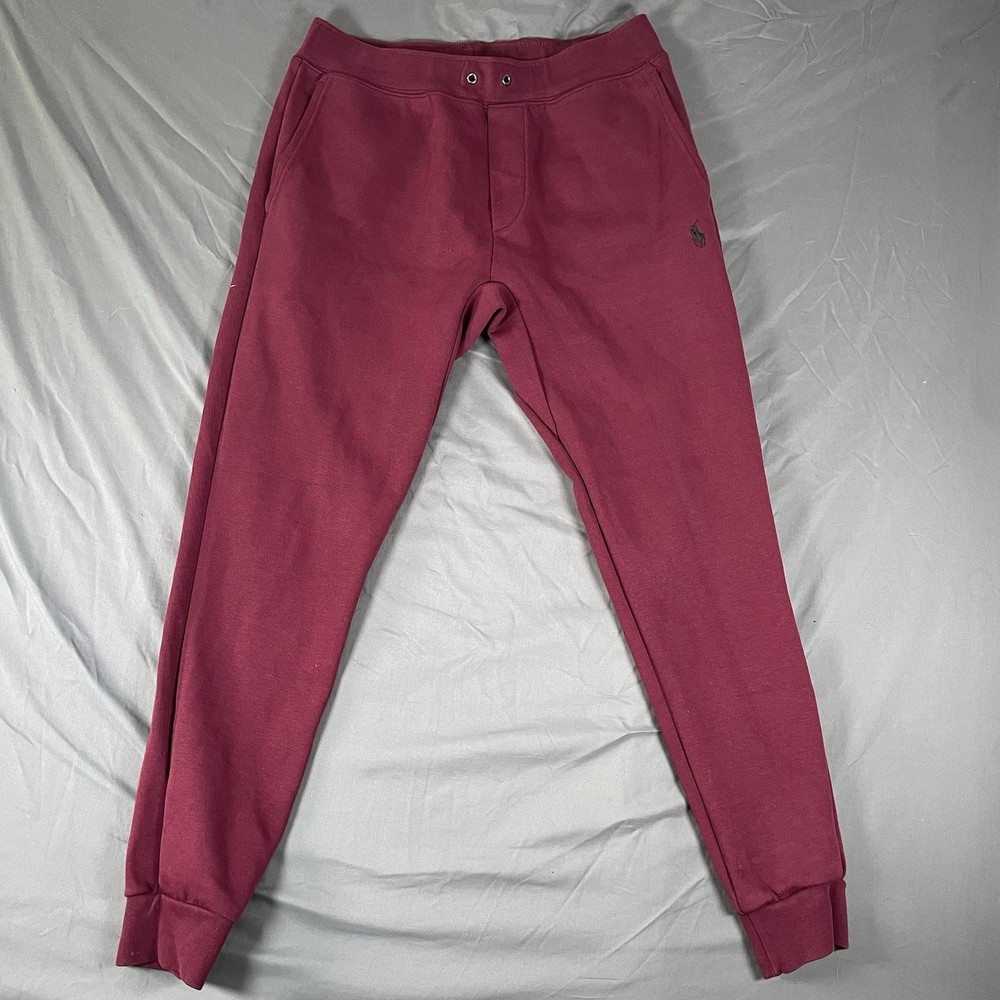 Polo Ralph Lauren Double Knit Jogger Sweatpants Mens Small Red Tapered Gym Train