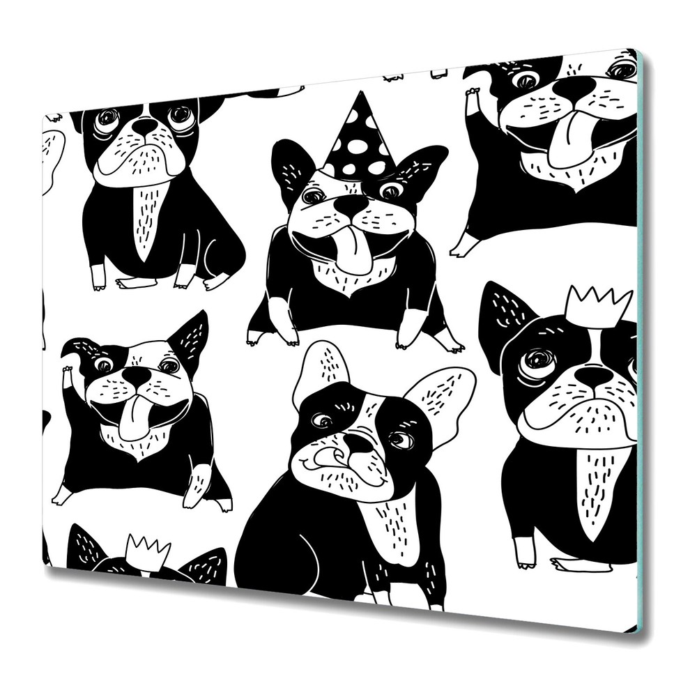 Glass Worktop Saver Kitchen Happy Dogs Animals Quadrupeds bulldog 60x52