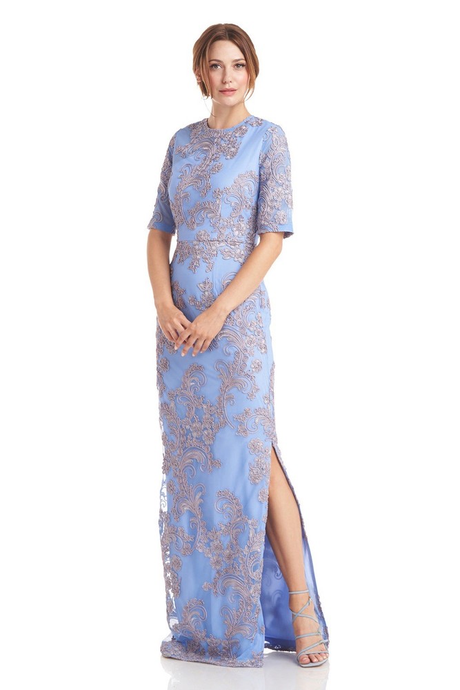 JS Collections Light Blue Embroidered Dress lace formal size 4 mother bride new