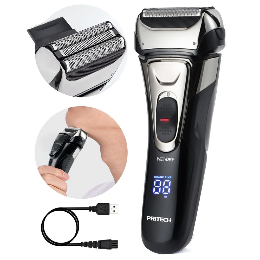 Waterproof Men's Electric Razor & Beard Trimmer with Foil Shaver