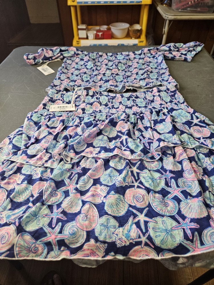 NWT Simply Southern Shirred Skirt & Top Shell Pink Nice