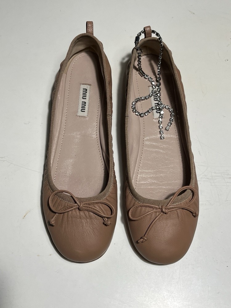 Miu Miu Ballet Flats Size 37 With Crystal Foot Bracelet