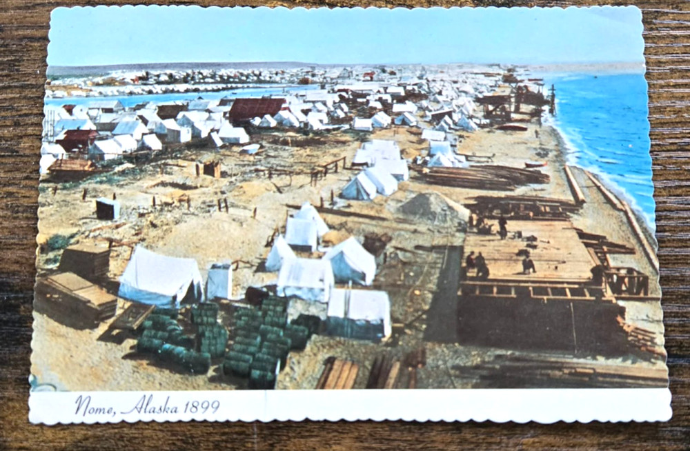 1970s Nome Alaska Postcard Gold Mining & Eskimo Lifestyle
