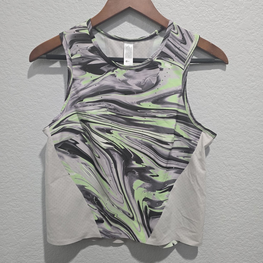 Lululemon Swift Ventilated Running Tank size 6 EUC Green Gray