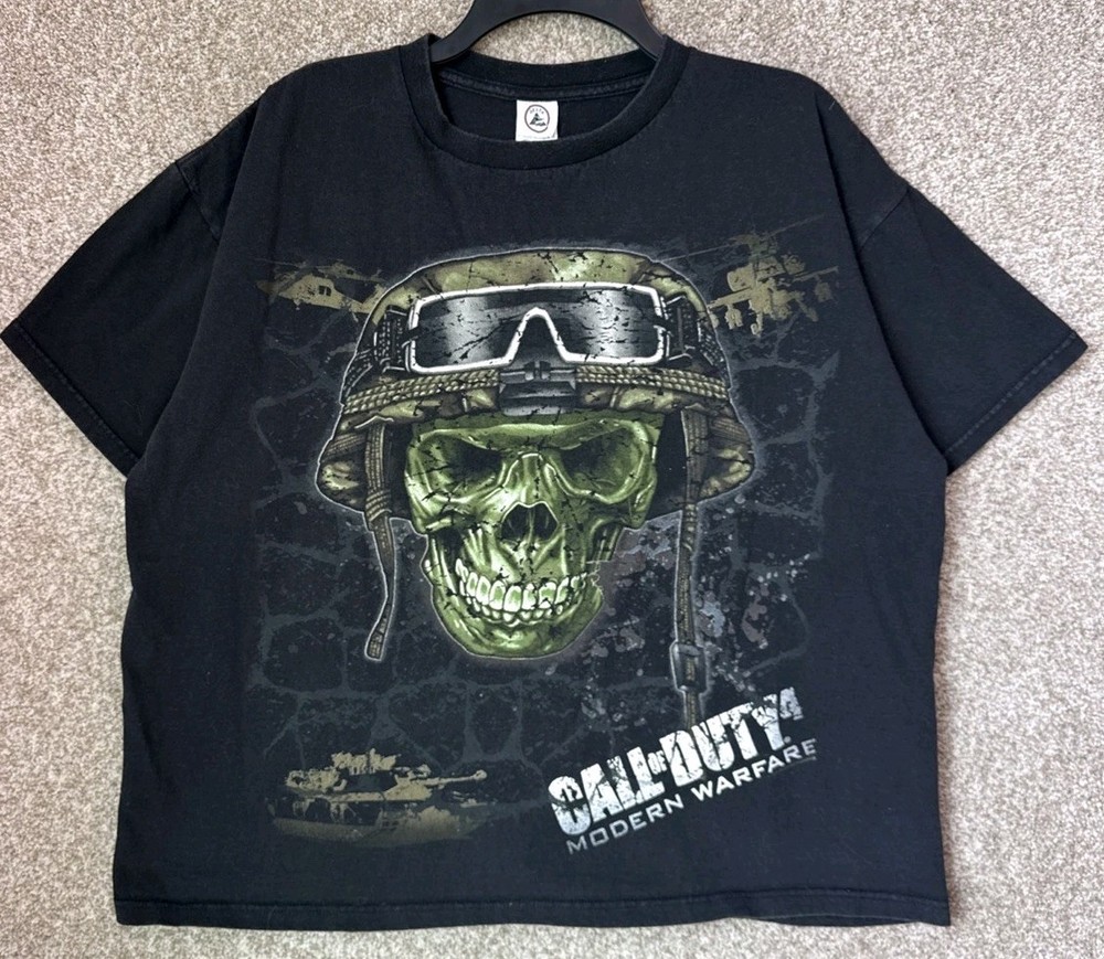 Call Of Duty 4 Modern Warfare Rare Vintage AOP Skull Video Game Promo Size XL