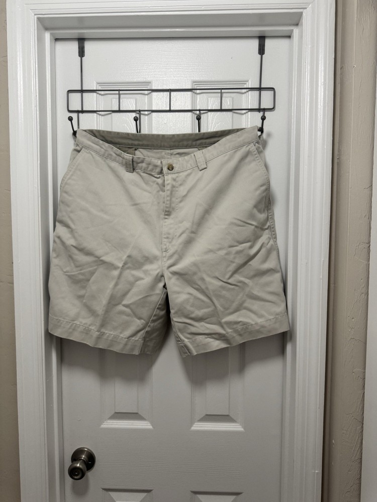 Haggar Mens Size 38 Beige Shorts Flat Front 100% Cotton