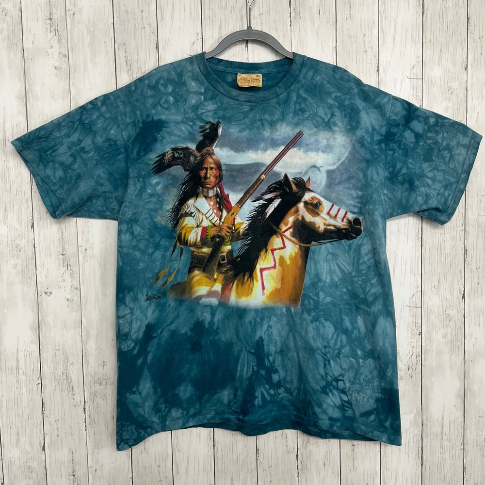 Vintage The Mountain 1997 Native American Horseback Short Sleeve Tie Dye T-Shirt