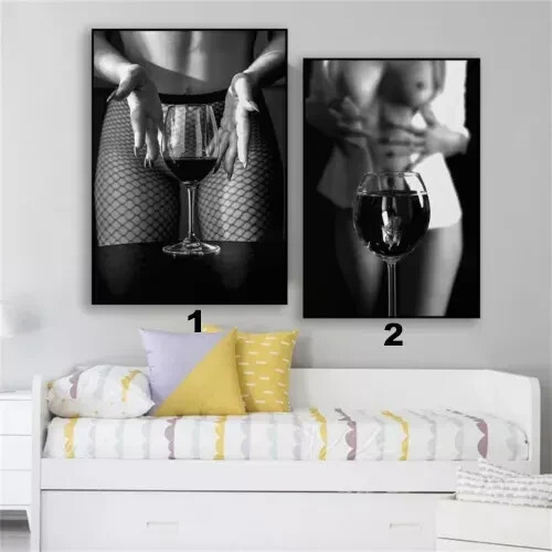 Sexy Woman Holding Red Wine Glass Art Print Poster No Frame