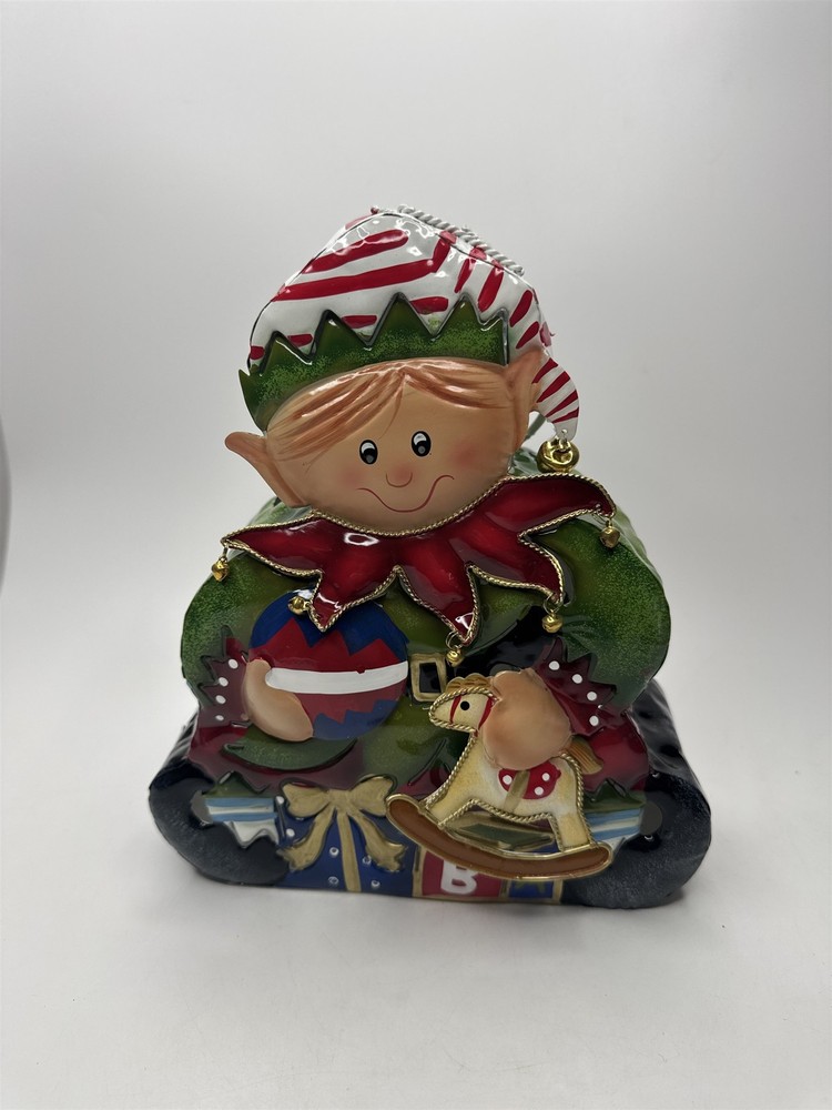 Home Interiors Metal Elf Candle Holder Christmas Votive Lantern Holiday NIB