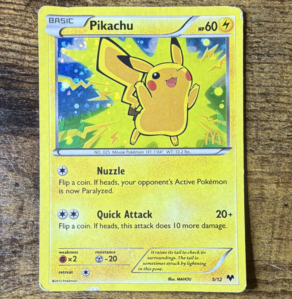 Pokémon TCG Pikachu Holo Card 5/12 McDonald's Collection 2013 ENG